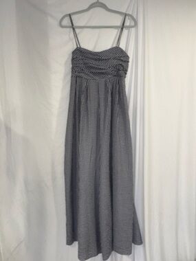 Hutch Navy & White Gingham Smocked Maxi Jumpsuit